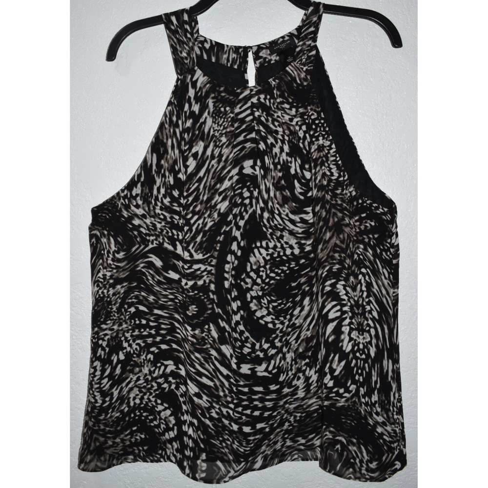 Ann Taylor Sz 16 Sleeveless Top Semi Sheer‎ Lined Halter Blouse Keyhole Back